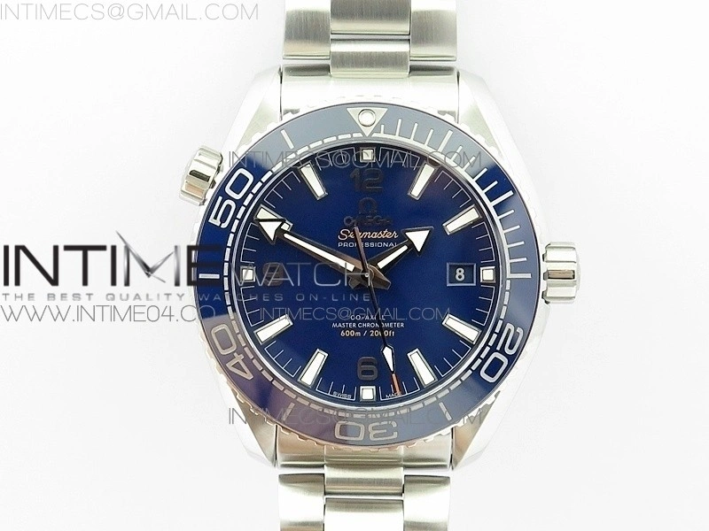 Planet Ocean 43.5mm SS VSF 1:1 Best Edition Blue Ceramic Bezel and Dial on SS Bracelet A8900 Super Clone